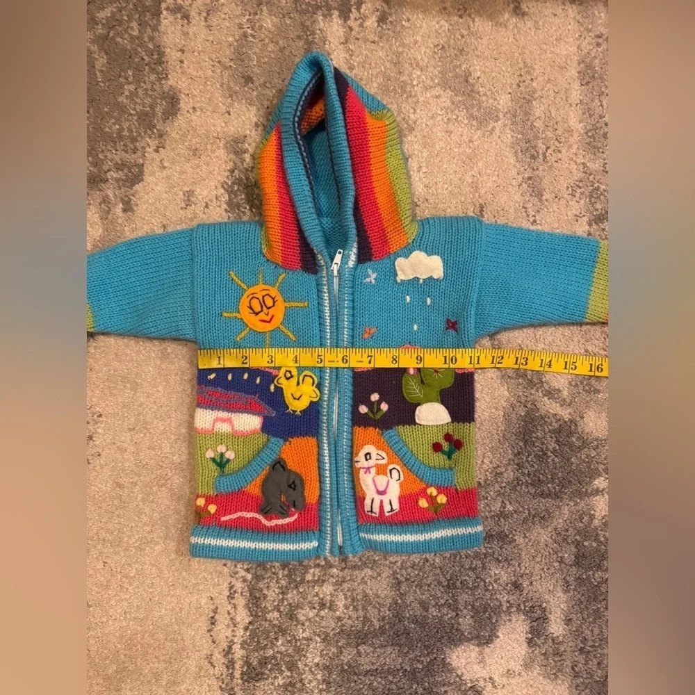 Colorful Vintage Children's Knit Sweater with Fun Designs